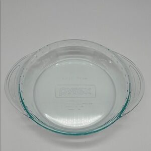 Vintage Pyrex Aqua Glass Deep Dish Pie Plate with Handles - 9.5 Inch - #2229